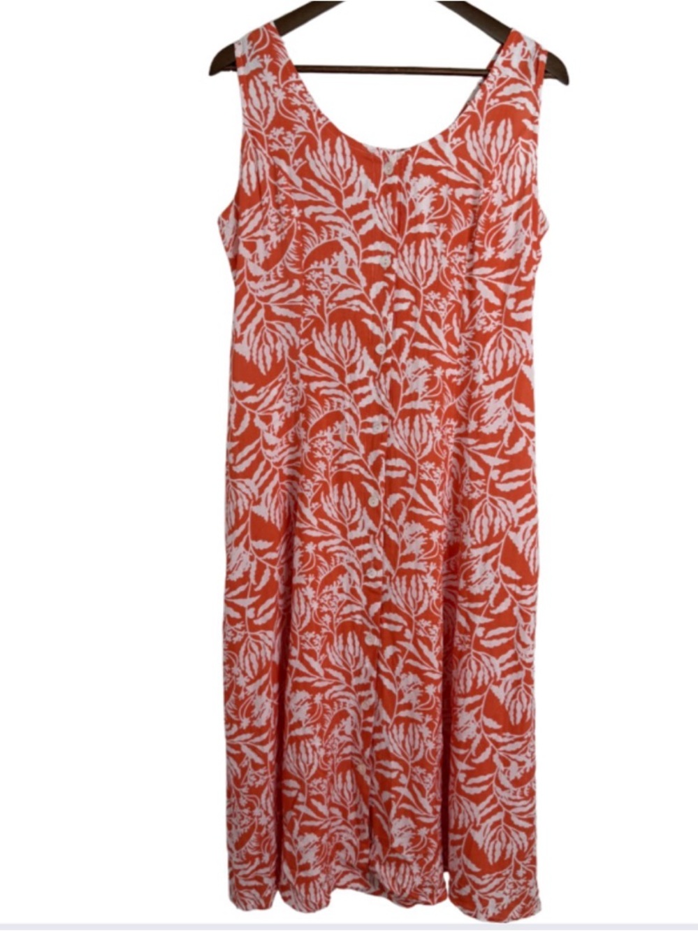 Vintage Boho Beachy Resortwear Tropical Button Front Midi Dress Size Medium